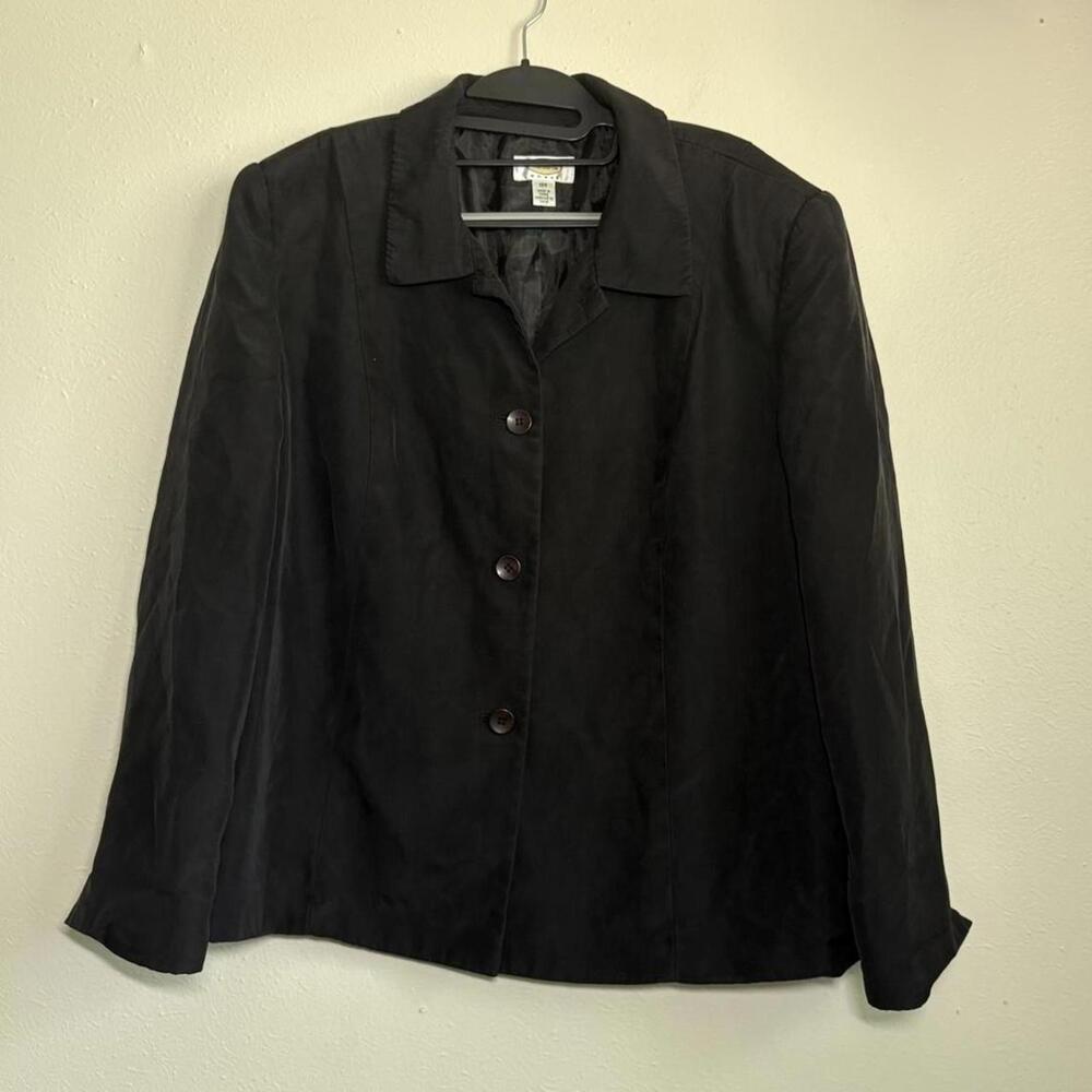 Vintage Talbots Women’s Size 18W Black Silk/Wool Blend Classic Blazer Coat